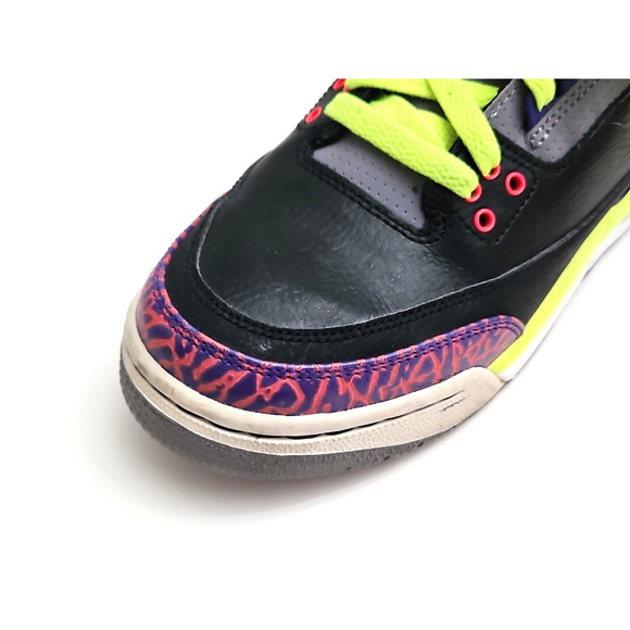 Nike Air Jordan 3 Retro Sneakers Black Atomic Red Kids 6.5Y Basketball Shoes - Picture 12 of 16
